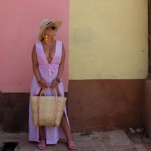Lioness Esperanza Plunging Pink Gingham Dress